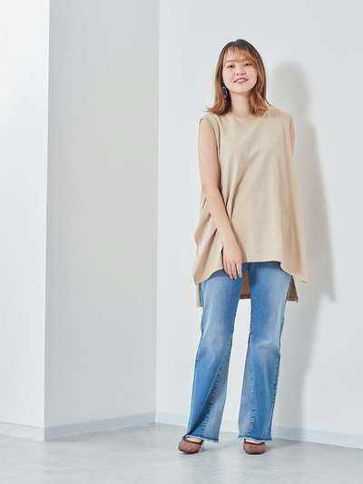 シルケットフウテンジクノースリーブプルオーバー