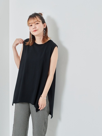 シルケットフウテンジクノースリーブプルオーバー