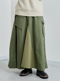 ミリタリーブロッキングスカート | オリーブ/モデル:158