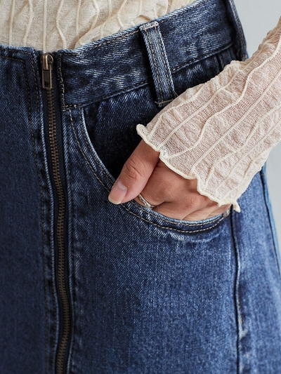 切り替えロングジップスカート