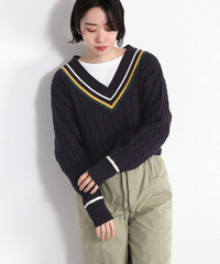 ショート丈チルデンニット | ネイビー×その他