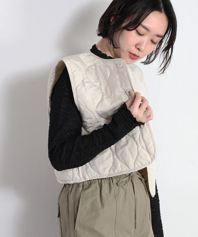 リバーシブルショートキルトベスト
