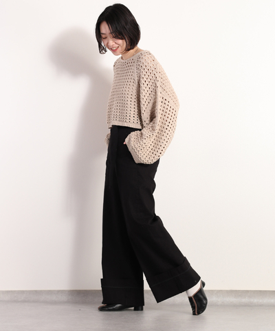 カルゼストレッチワイドパンツ
