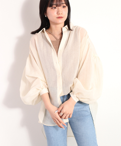 バックギャザーロングシャツ　※新色6月上旬販売開始