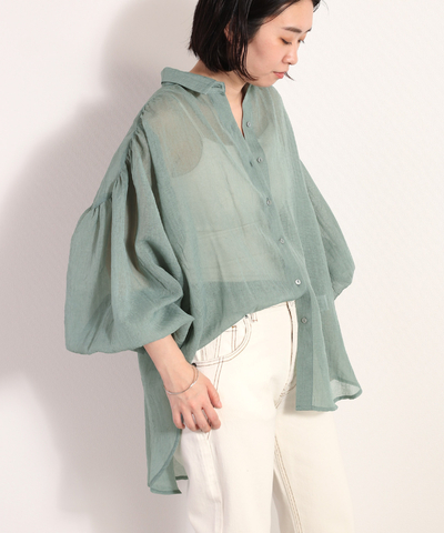 バックギャザーロングシャツ　※新色6月上旬販売開始