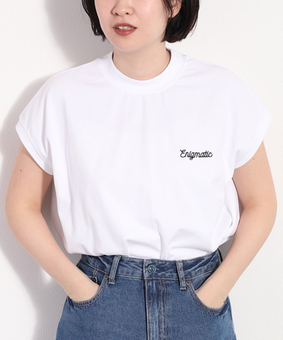モックネックフレンチスリーブTシャツ