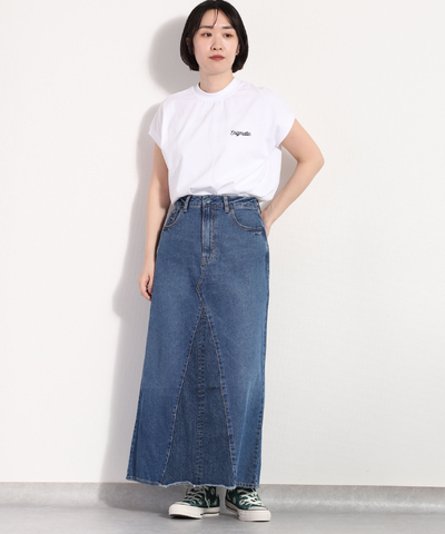 モックネックフレンチスリーブTシャツ
