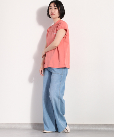 モックネックフレンチスリーブTシャツ