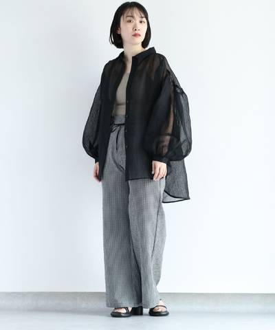 バックギャザーロングシャツ　※新色6月上旬販売開始