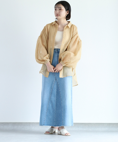 バックギャザーロングシャツ　※新色6月上旬販売開始