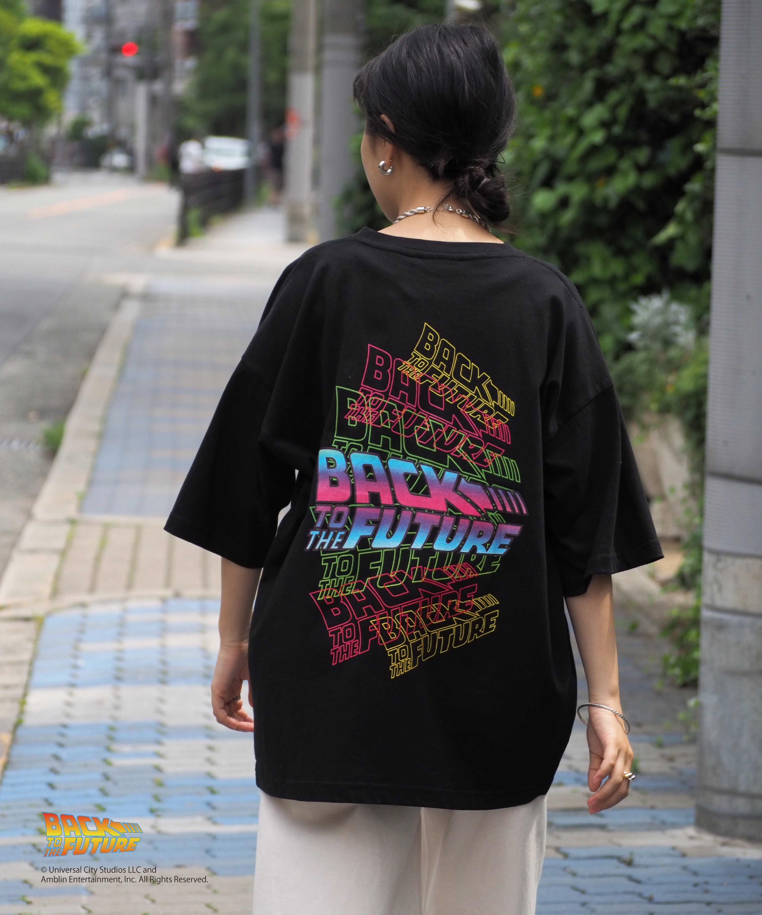 バックトゥーザフューチャー プリント ロング Tシャツ Mサイズ - Tシャツ