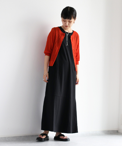 シアーワッフルニットカーデ