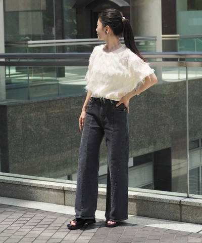 デニムワイドパンツ≪立体裁断≫