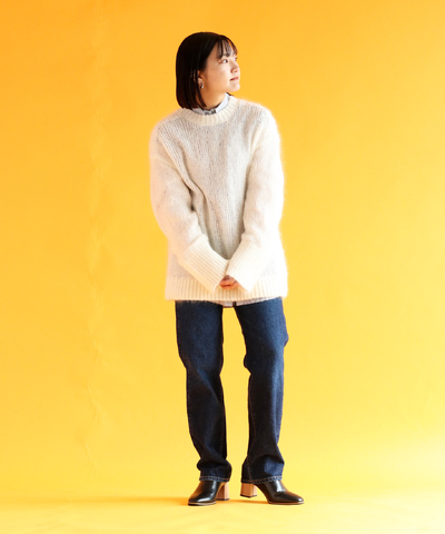 【kaca】モヘアクルーネックニットプルオーバー