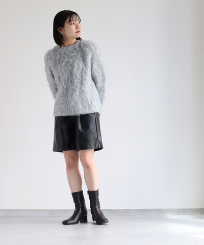 リングシャギークルーネックプルオーバー