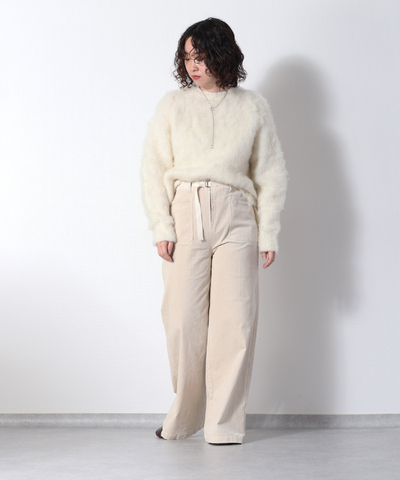 リングシャギークルーネックプルオーバー