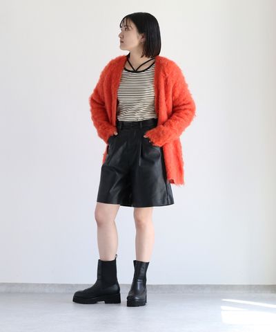 リングシャギーＶネックカーデ