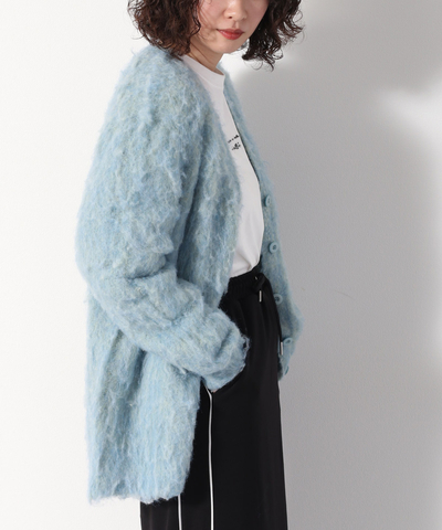 リングシャギーＶネックカーデ