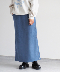 カットスウェードラインスカート | ブルー