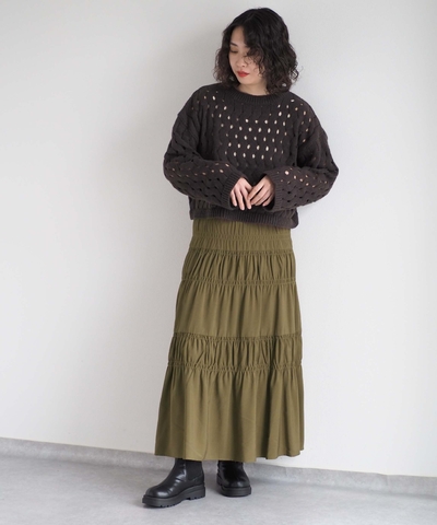 モヘアライクウェーブデザインニット