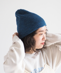 リブ編みニット帽 | ブルー