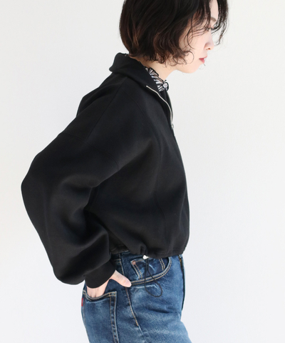裏起毛ハーフＺＩＰショートプルオーバー