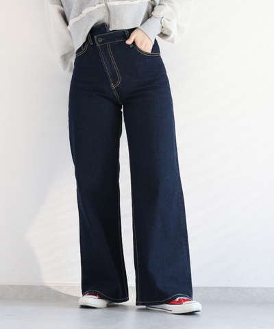 デニムアシメワイドパンツ
