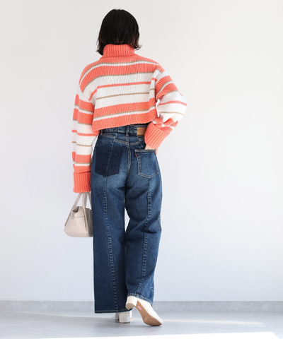 デニムアシメワイドパンツ