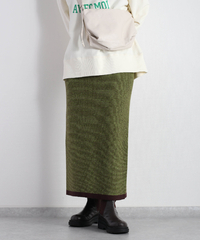 ニットジャガードタイトスカート | グリーン