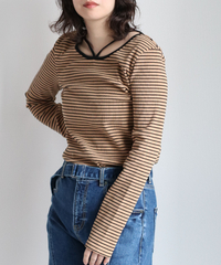 キャメル×ボーダー※12月中旬入荷